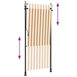 Berkfield Home Outdoor Roller Blind Orange & White 100x270 cm Fabric&Steel - thumbnail 6