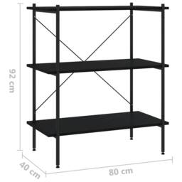 Berkfield Home 3-Tier Shelving Unit Black 80x40x92 cm - Size: 80 x 40 x 92 cm - thumbnail 7