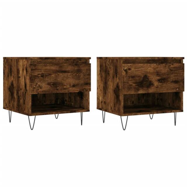 Berkfield Home Coffee Tables 2 pcs Smoked Oak 50x46x50 cm Engineered Wood in Brown - Size: 50 x 46 x 50 cm - image 1