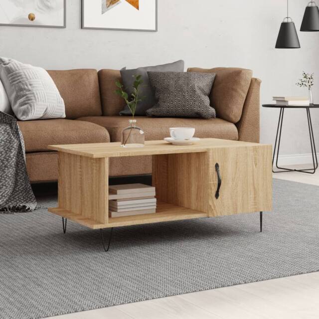 Berkfield Home Coffee Table Sonoma Oak 90x50x40 cm Engineered Wood in Brown - Size: 90 x 50 x 40 cm - image 1