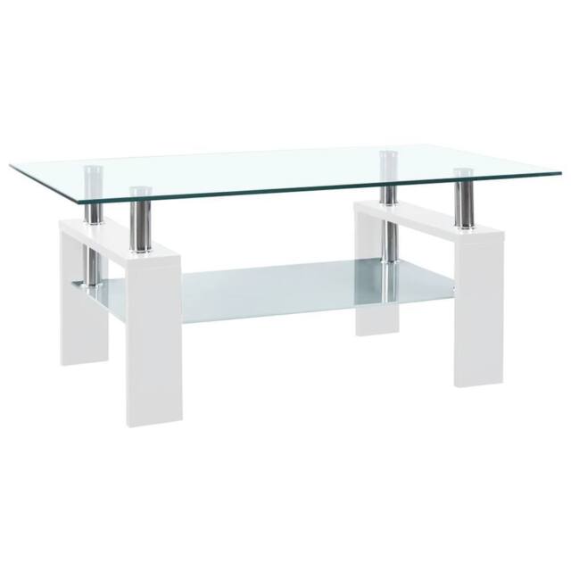 Berkfield Home Coffee Table White & Transparent 95x55x40 cm Tempered Glass - Size: 95 x 55 x 40 cm - image 1