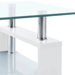 Berkfield Home Coffee Table White & Transparent 95x55x40 cm Tempered Glass - Size: 95 x 55 x 40 cm - thumbnail 4