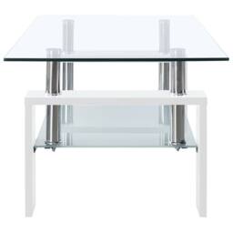 Berkfield Home Coffee Table White & Transparent 95x55x40 cm Tempered Glass - Size: 95 x 55 x 40 cm - thumbnail 3