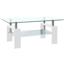Berkfield Home Coffee Table White & Transparent 95x55x40 cm Tempered Glass - Size: 95 x 55 x 40 cm - thumbnail 1