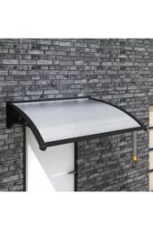 "Living and Home 47""x32"" Window Door Awning Canopy with Plastic Cover & Aluminum Brackets for Porch Patio Deck, Protect Against Light, Rain and Snow" - thumbnail 2