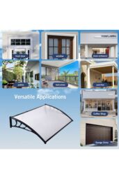 "Living and Home 47""x32"" Window Door Awning Canopy with Plastic Cover & Aluminum Brackets for Porch Patio Deck, Protect Against Light, Rain and Snow" - thumbnail 3