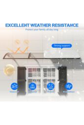 "Living and Home 47""x32"" Window Door Awning Canopy with Plastic Cover & Aluminum Brackets for Porch Patio Deck, Protect Against Light, Rain and Snow" - thumbnail 4