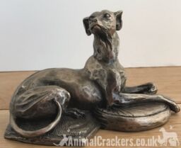 Animal Crackers Whippet Dog Figurine In Solid Cold Cast Bronze Designed By Harriet Glen, Quality Dog Lover Home Decoration - thumbnail 5