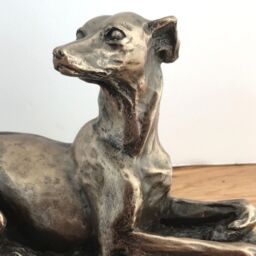 Animal Crackers Whippet Dog Figurine In Solid Cold Cast Bronze Designed By Harriet Glen, Quality Dog Lover Home Decoration - thumbnail 2