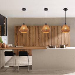 NIVOR 1 Lamp Farmhouse Boho Rattan Pendant Light Adjustable Chandelier E27 in Brown - thumbnail 6