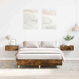 Berkfield Home Bed Frame No Mattress Smoked Oak 140x190 cm Engineered Wood in Brown - thumbnail 2