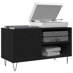 Berkfield Home Record Cabinet Black Oak 84, 5x38x48 cm Engineered Wood - Size: 5 x 38 x 48 cm - thumbnail 3