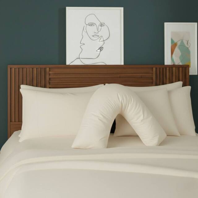Snug City V Shape Pillowcase for Support Maternity Pillows Polycotton Easy Care in Cream - image 1