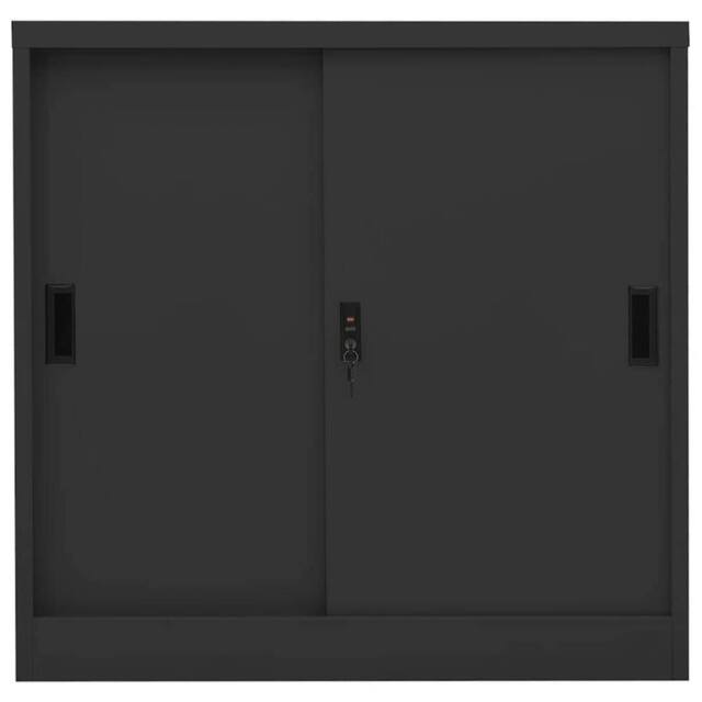 Berkfield Home Office Cabinet with Sliding Door Anthracite 90x40x90 cm Steel in Black - Size: 90 x 40 x 90 cm - image 1