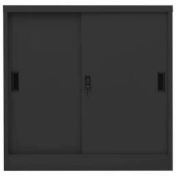 Berkfield Home Office Cabinet with Sliding Door Anthracite 90x40x90 cm Steel in Black - Size: 90 x 40 x 90 cm - thumbnail 1