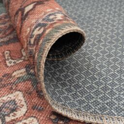 Kukoon Terracotta Traditonal Distressed Hallway Runner Rug Non Slip & Washable in Fawn - Size: 80 cm x 300 cm - thumbnail 5