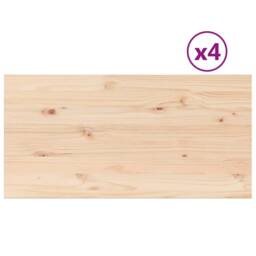 Berkfield Home Table Tops 4 pcs 100x50x1.7 cm Rectangular Solid Wood Pine in Brown - thumbnail 2