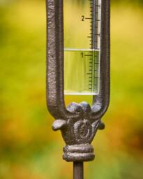 Dibor Cast Iron Bird Standing Rain Gauge Garden Ornament in Brown - thumbnail 4