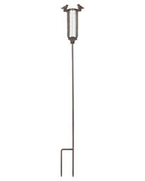 Dibor Cast Iron Bird Standing Rain Gauge Garden Ornament in Brown - thumbnail 2