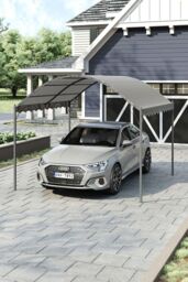 Garden Sanctuary Outdoor Metal Arched Patio Pergola with Shade in Dark Grey - thumbnail 2