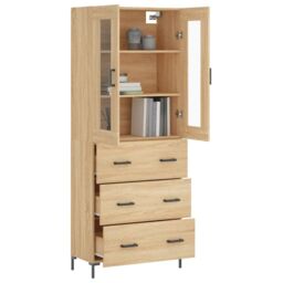 Berkfield Home Highboard Sonoma Oak 69.5x34x180 cm Engineered Wood in Brown - thumbnail 3