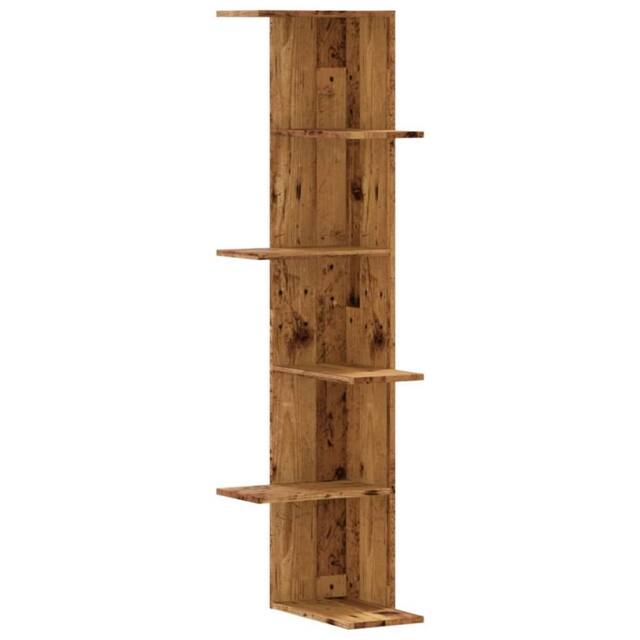 Berkfield Home Wall Corner Shelf Old Wood 36.5x36.5x140 cm Engineered Wood in Brown - image 1