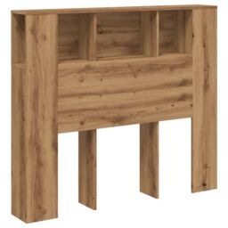 Berkfield Home Headboard Cabinet Artisan Oak 120x19x104.5 cm Engineered Wood in Brown - thumbnail 2