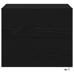 Berkfield Home Bedside Cabinet with LED Wall-Mounted Black Oak 50x39x41 cm - Size: 50 x 39 x 41 cm - thumbnail 6