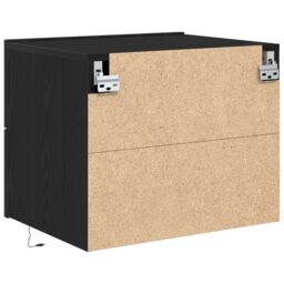 Berkfield Home Bedside Cabinet with LED Wall-Mounted Black Oak 50x39x41 cm - Size: 50 x 39 x 41 cm - thumbnail 8