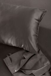 Silky Silks 100% Mulberry Silk Standard Pillowcase in Charcoal - Size: Standard Pillow Case - thumbnail 4