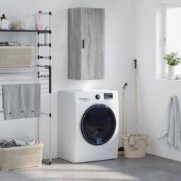 Berkfield Home Wall Mounted Cabinet Grey Sonoma 34.5x34x90 cm - thumbnail 2