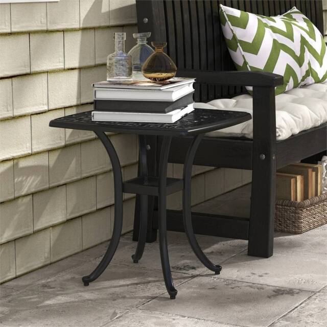 Havendro Black Cast Aluminium Bistro Table with Umbrella Hole - Size: 100 cm x 15 cm - image 1