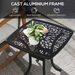 Havendro Black Cast Aluminium Bistro Table with Umbrella Hole - Size: 100 cm x 15 cm - thumbnail 5