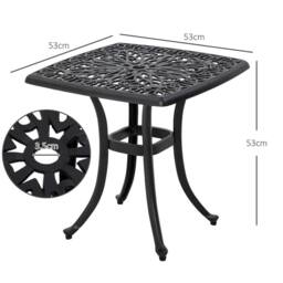 Havendro Black Cast Aluminium Bistro Table with Umbrella Hole - Size: 100 cm x 15 cm - thumbnail 2