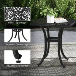 Havendro Black Cast Aluminium Bistro Table with Umbrella Hole - Size: 100 cm x 15 cm - thumbnail 4