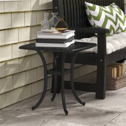 Havendro Black Cast Aluminium Bistro Table with Umbrella Hole - Size: 100 cm x 15 cm