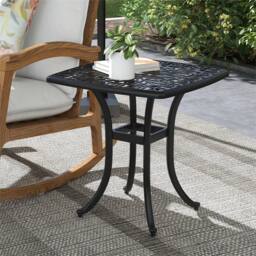 Havendro Black Cast Aluminium Bistro Table with Umbrella Hole - Size: 100 cm x 15 cm - thumbnail 3