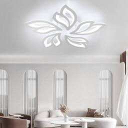 FLAVORA White Frame LED Modern Living Room Chandelier - thumbnail 3