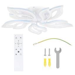 FLAVORA White Frame LED Modern Living Room Chandelier - thumbnail 1