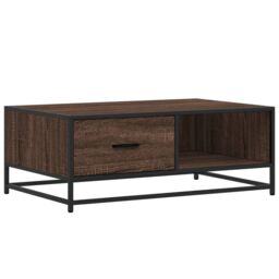 Berkfield Home Coffee Table Brown Oak 90x57x35 cm Engineered Wood & Metal - Size: 90 x 57 x 35 cm - thumbnail 2