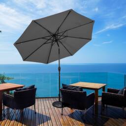 Gymax 3m Solar Powered LED Lighted Patio Umbrella Tilting Market Umbrella in Grey - thumbnail 9