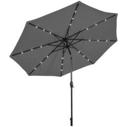 Gymax 3m Solar Powered LED Lighted Patio Umbrella Tilting Market Umbrella in Grey - thumbnail 1