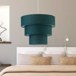 First Choice Lighting Set of 2 Barty - Dark Green 38cm Tiered Pendant Shades - thumbnail 6