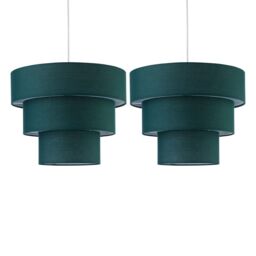 First Choice Lighting Set of 2 Barty - Dark Green 38cm Tiered Pendant Shades - thumbnail 1