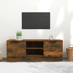 Berkfield Home TV Cabinet Smoked Oak 102x35x36.5 cm Engineered Wood in Brown - thumbnail 2