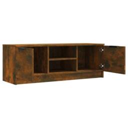 Berkfield Home TV Cabinet Smoked Oak 102x35x36.5 cm Engineered Wood in Brown - thumbnail 4