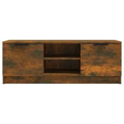 Berkfield Home TV Cabinet Smoked Oak 102x35x36.5 cm Engineered Wood in Brown - thumbnail 1