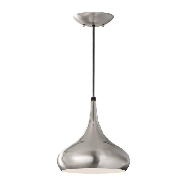 Netlighting Beso 1 Light Dome Ceiling Pendant Brushed Steel E27 in Grey - image 1