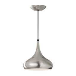 Netlighting Beso 1 Light Dome Ceiling Pendant Brushed Steel E27 in Grey - thumbnail 1