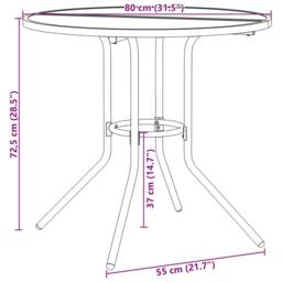 Berkfield Home Patio Table Round Anthracite √ò80x72.5 cm Powder-coated Steel in Dark Grey - Size: 80x72.5 cm - thumbnail 8